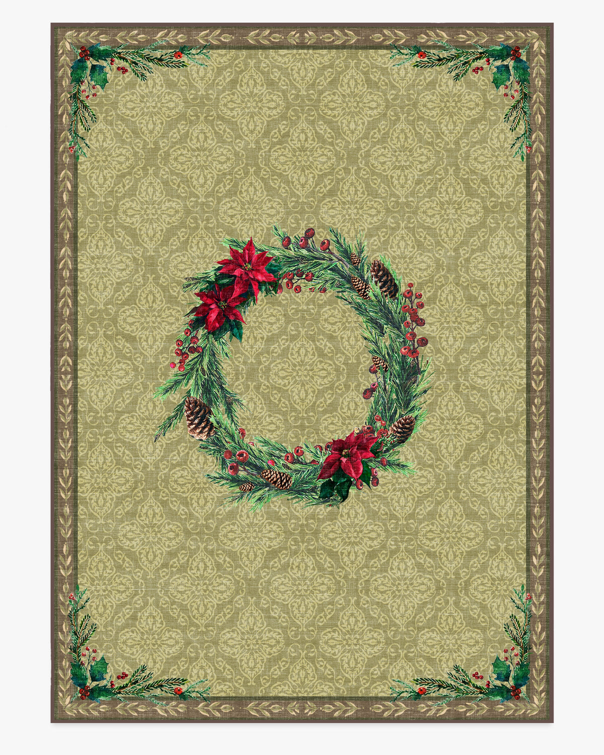 Botanical Wreath Gold & Green Rug