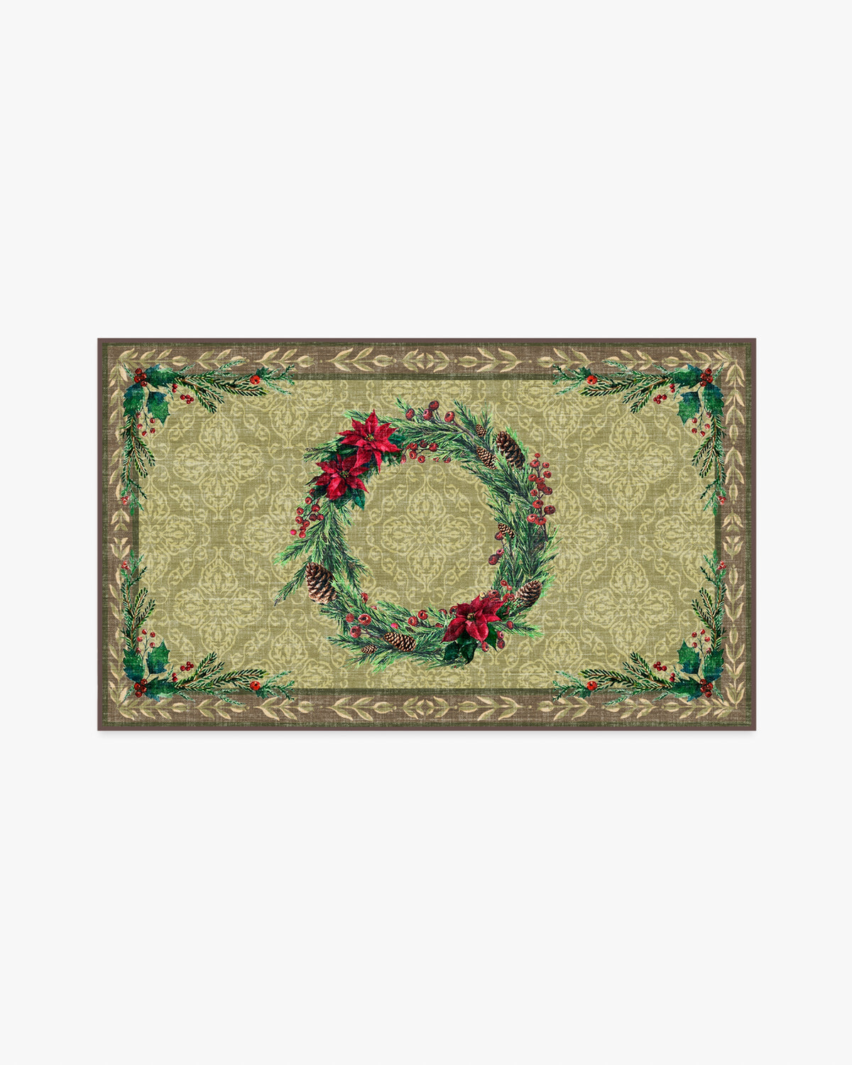 Botanical Wreath Gold & Green Rug