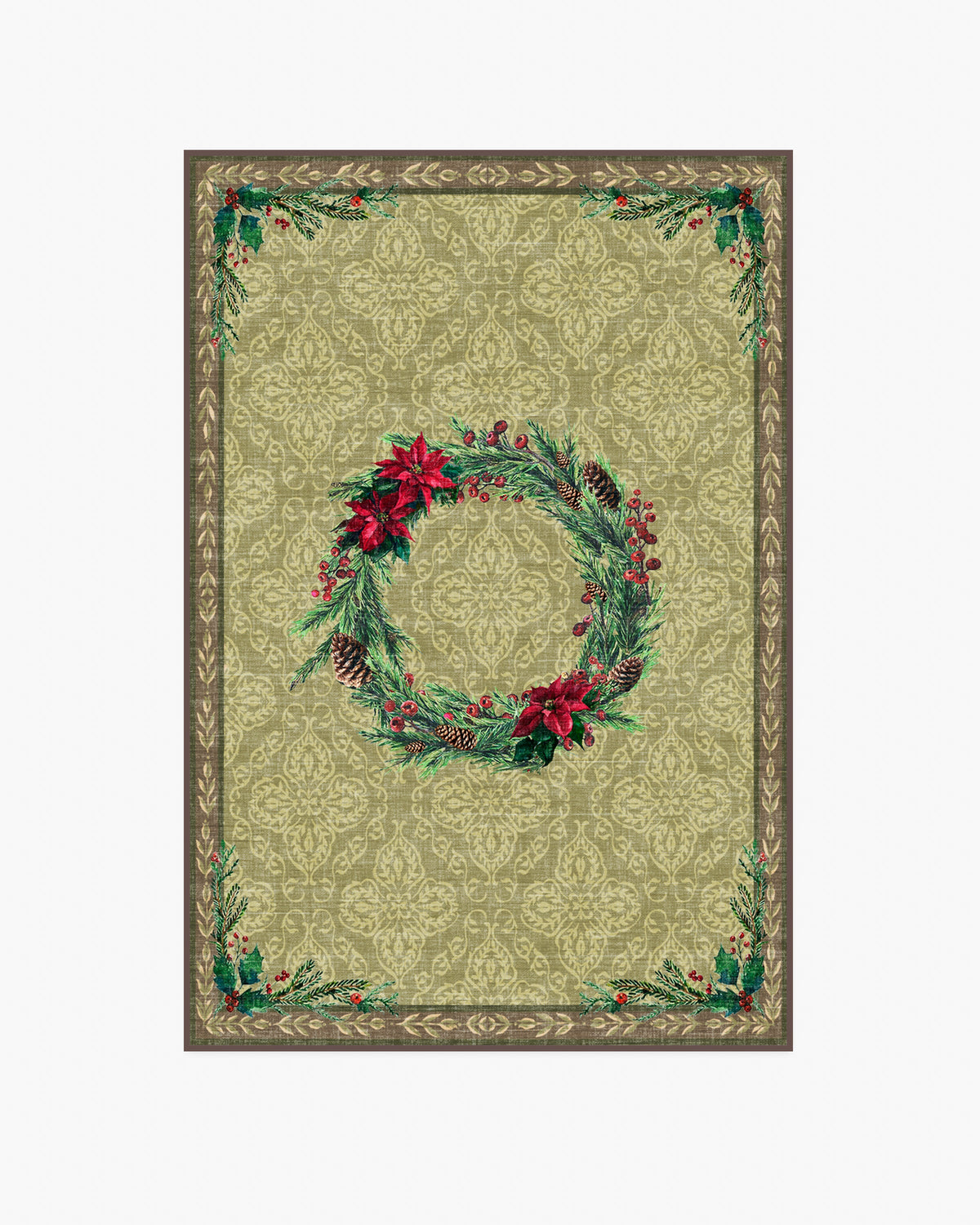Botanical Wreath Gold & Green Rug