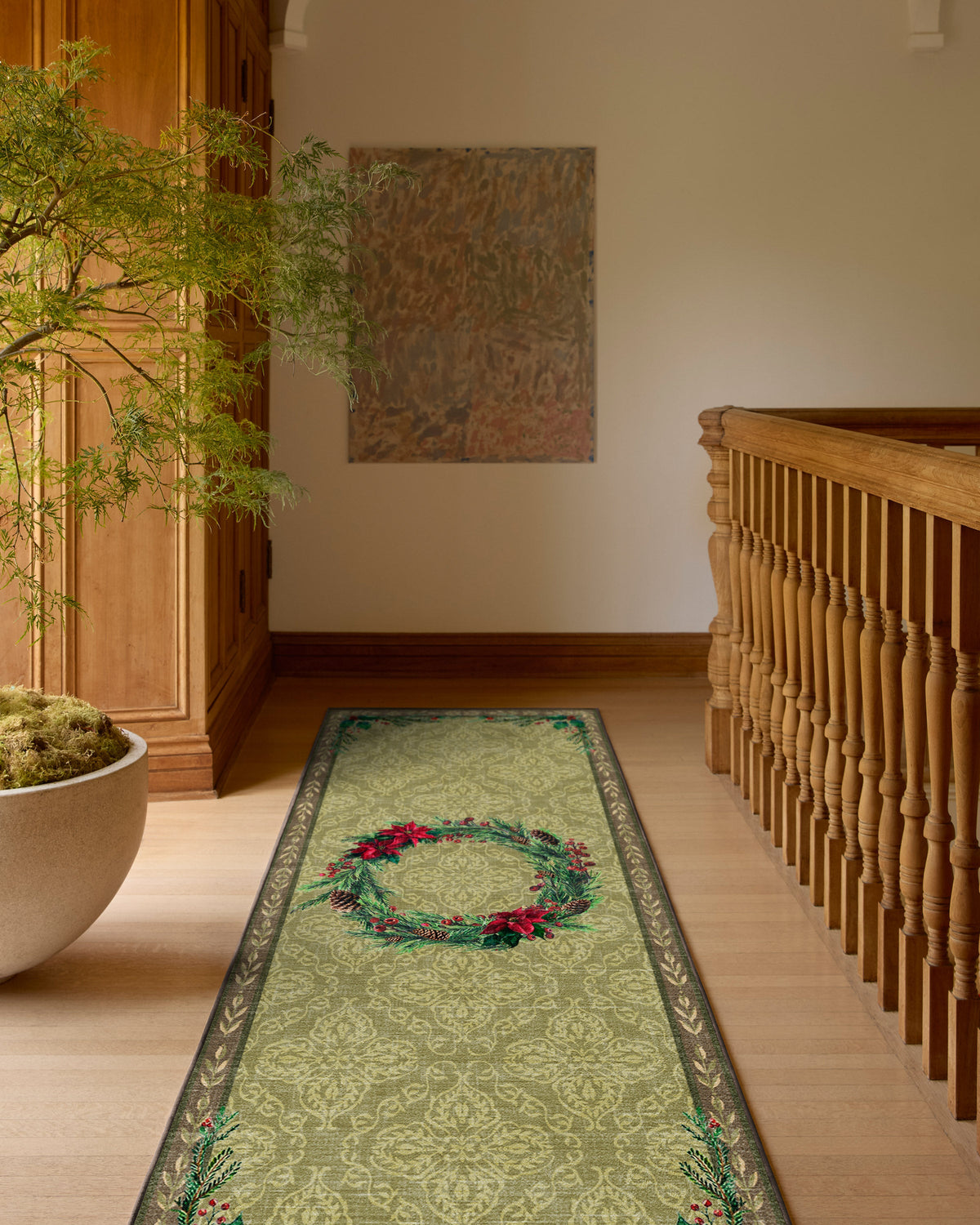 Botanical Wreath Gold & Green Rug