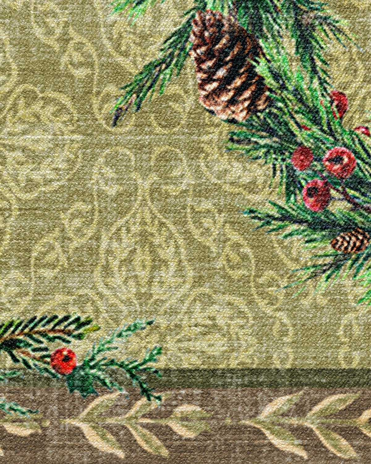 Botanical Wreath Gold & Green Rug