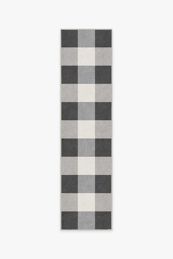 Buffalo Plaid Black & White Flatwoven Rug