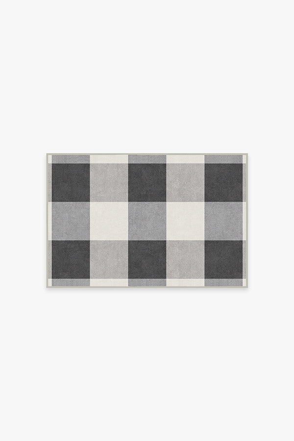 Buffalo Plaid Black & White Flatwoven Rug