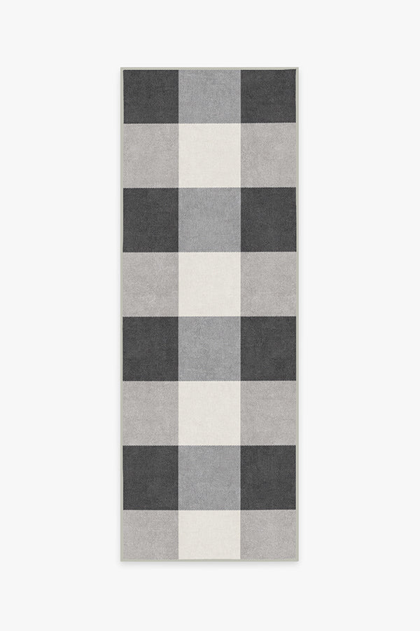 Buffalo Plaid Black & White Flatwoven Rug