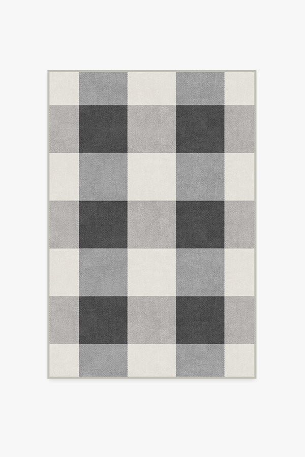 Buffalo Plaid Black & White Flatwoven Rug