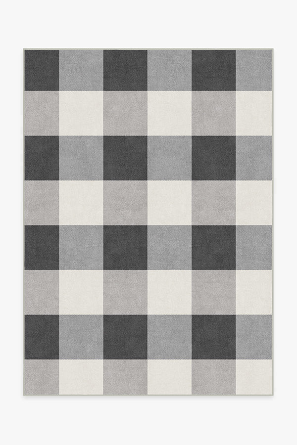 Buffalo Plaid Black & White Flatwoven Rug
