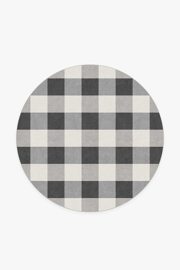 Buffalo Plaid Black & White Flatwoven Rug