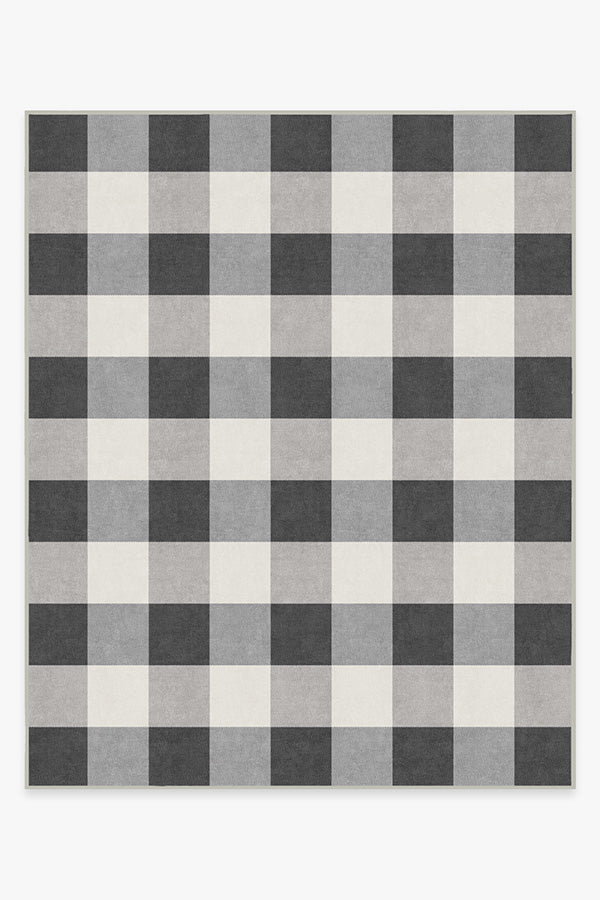 Buffalo Plaid Black & White Flatwoven Rug