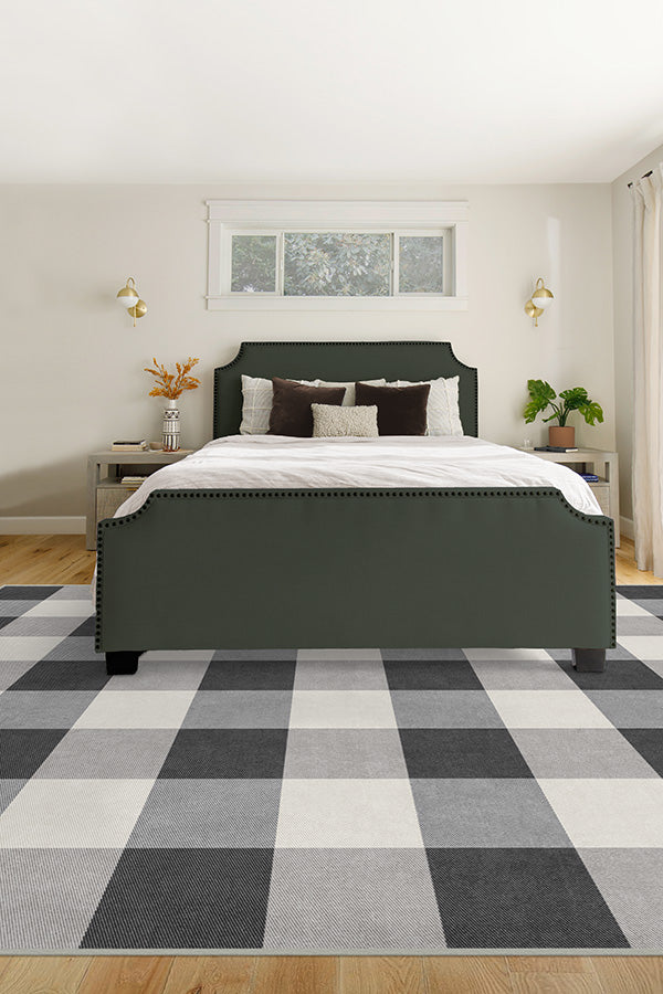 Buffalo Plaid Black & White Flatwoven Rug