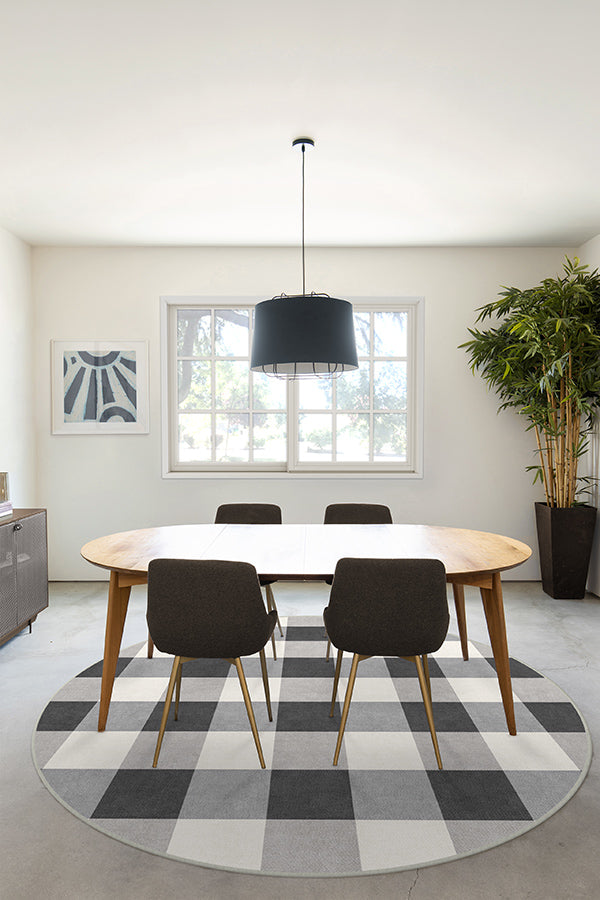 Buffalo Plaid Black & White Flatwoven Rug