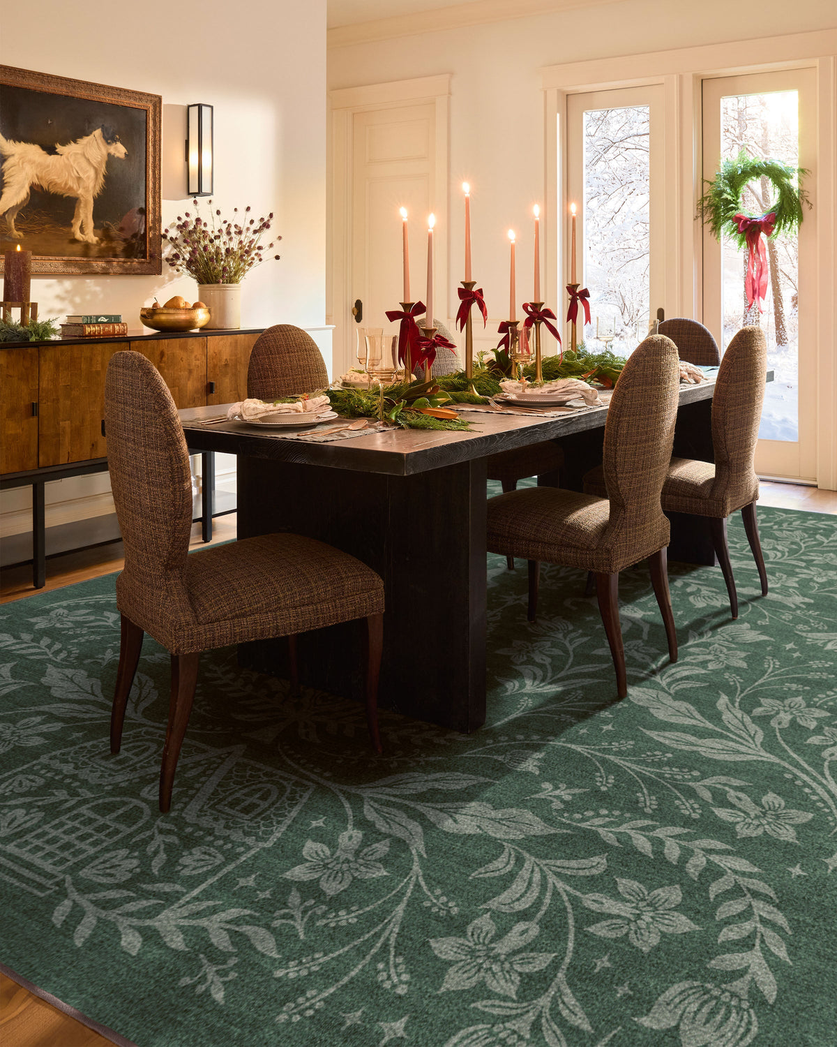 Christmas Wonderland Green Flatwoven Rug