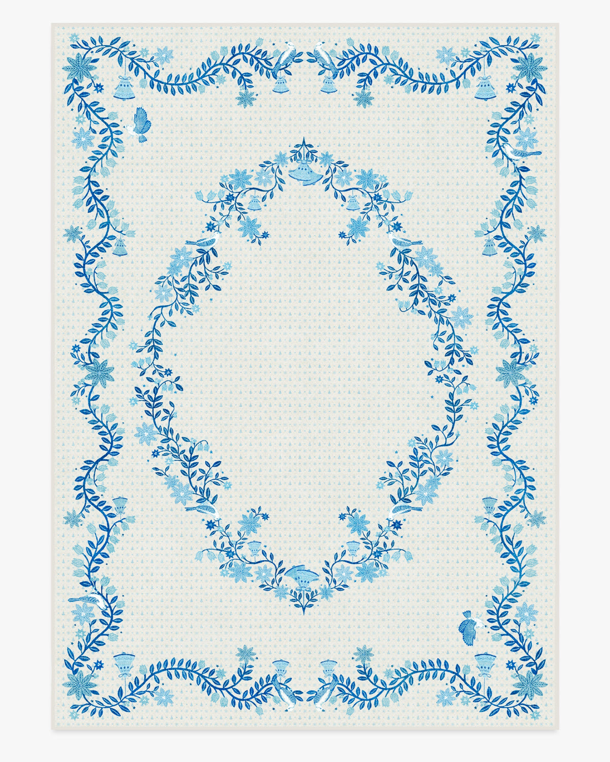 Festive Yuletide Ivory & Blue Rug by The Hiltons