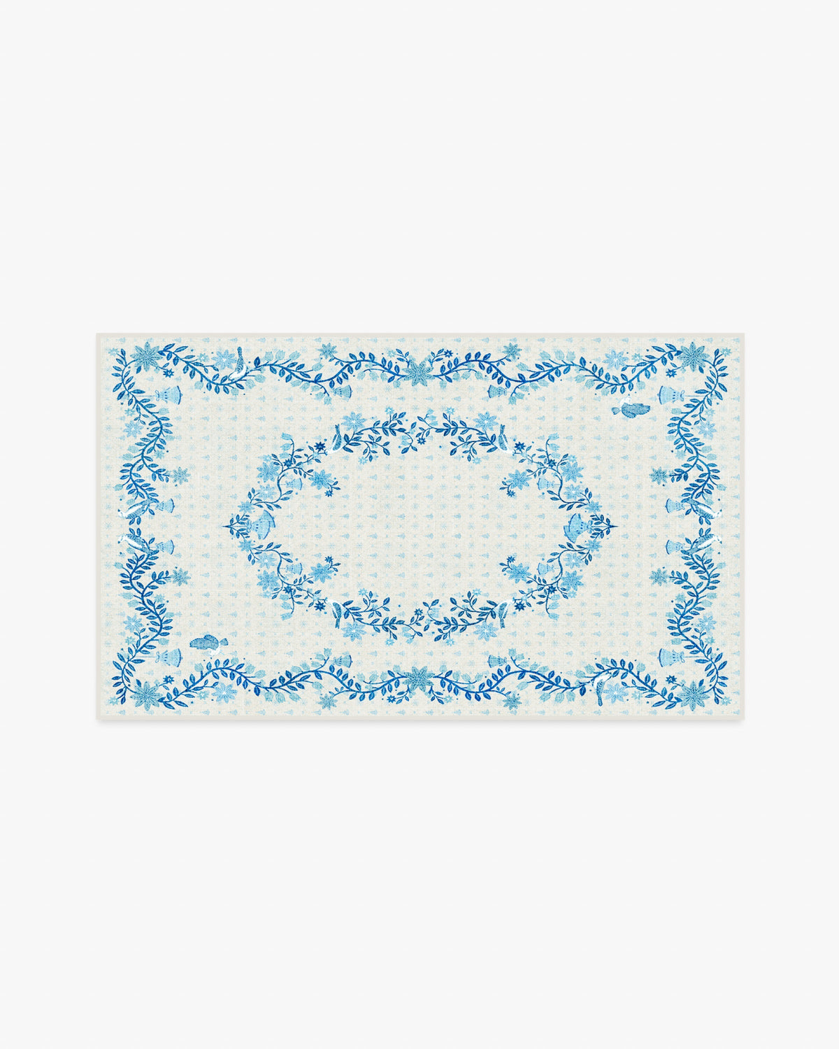 Festive Yuletide Ivory & Blue Rug by The Hiltons