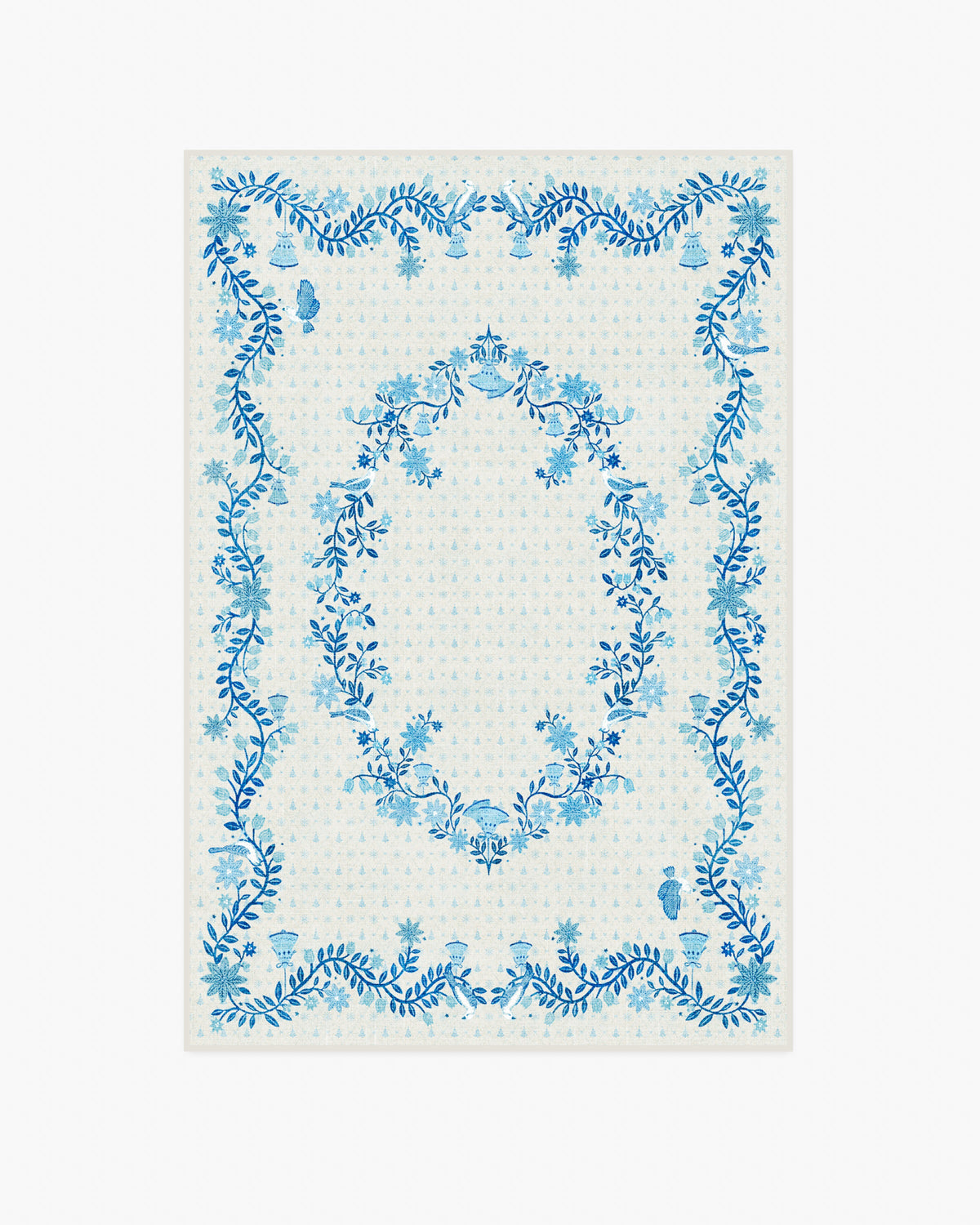 Festive Yuletide Ivory & Blue Rug by The Hiltons