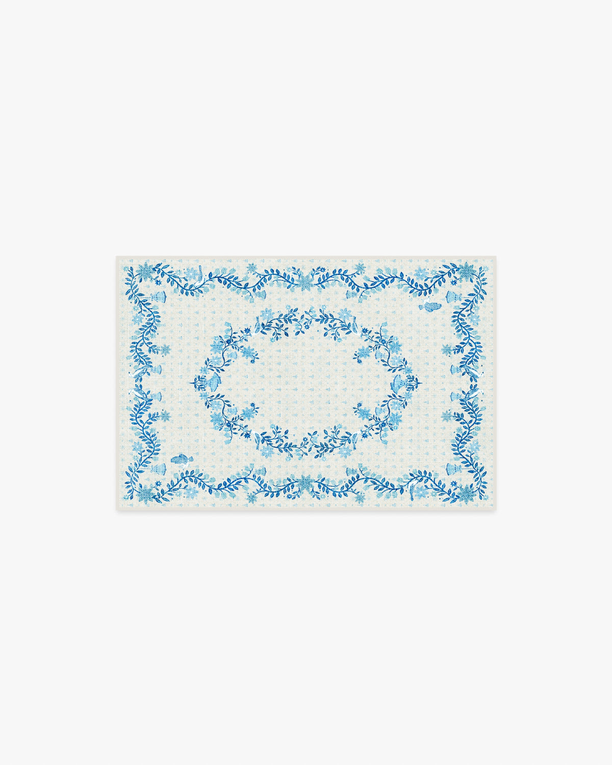 Festive Yuletide Ivory & Blue Flatwoven Rug by The Hiltons