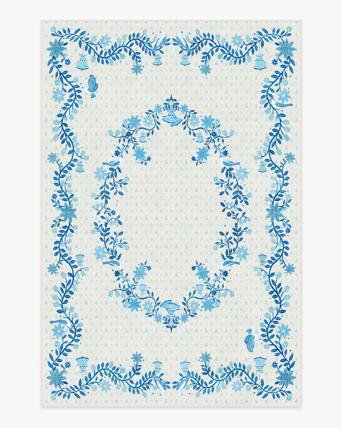 Festive Yuletide Ivory & Blue Flatwoven Rug by The Hiltons