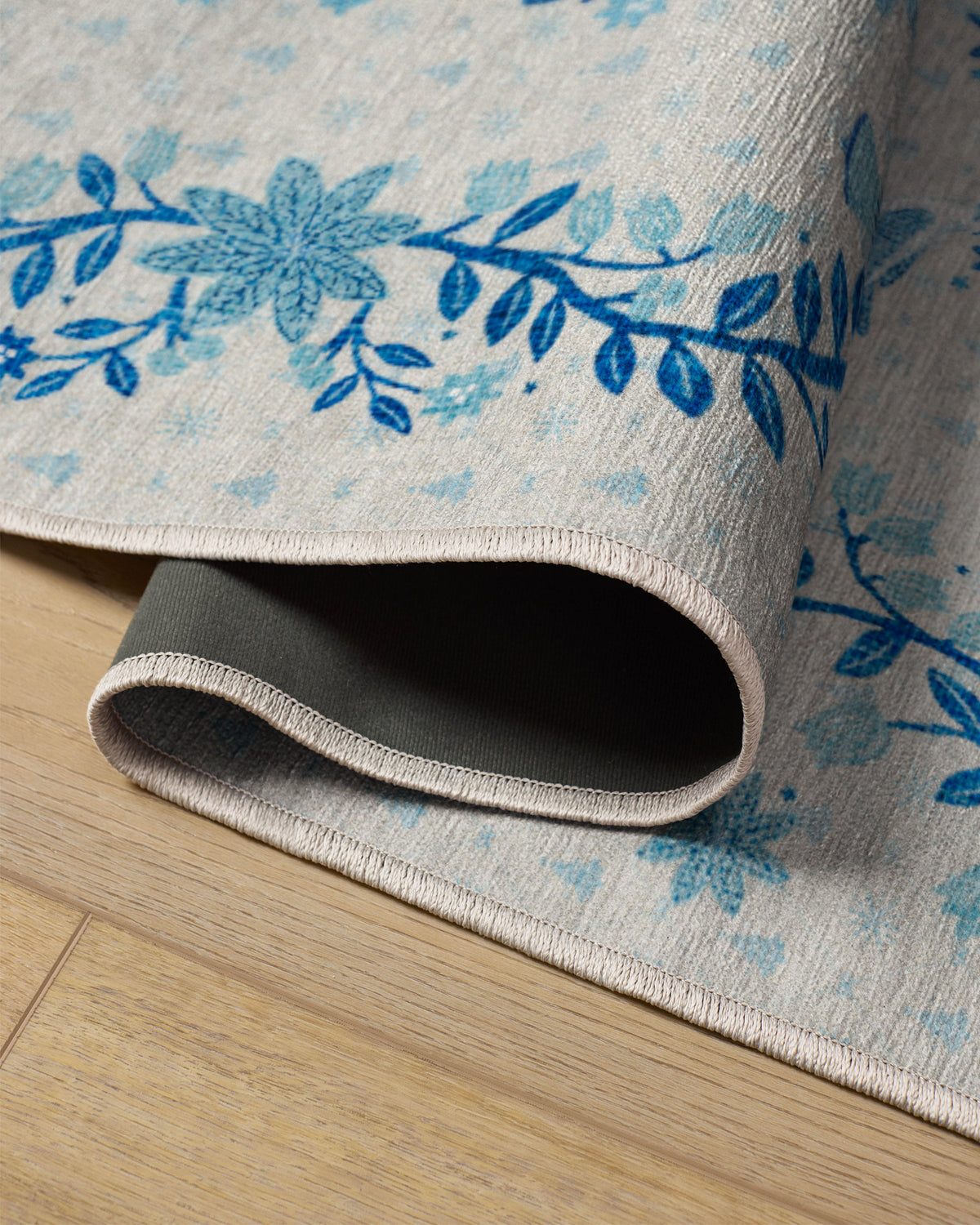 Festive Yuletide Ivory & Blue Flatwoven Rug by The Hiltons