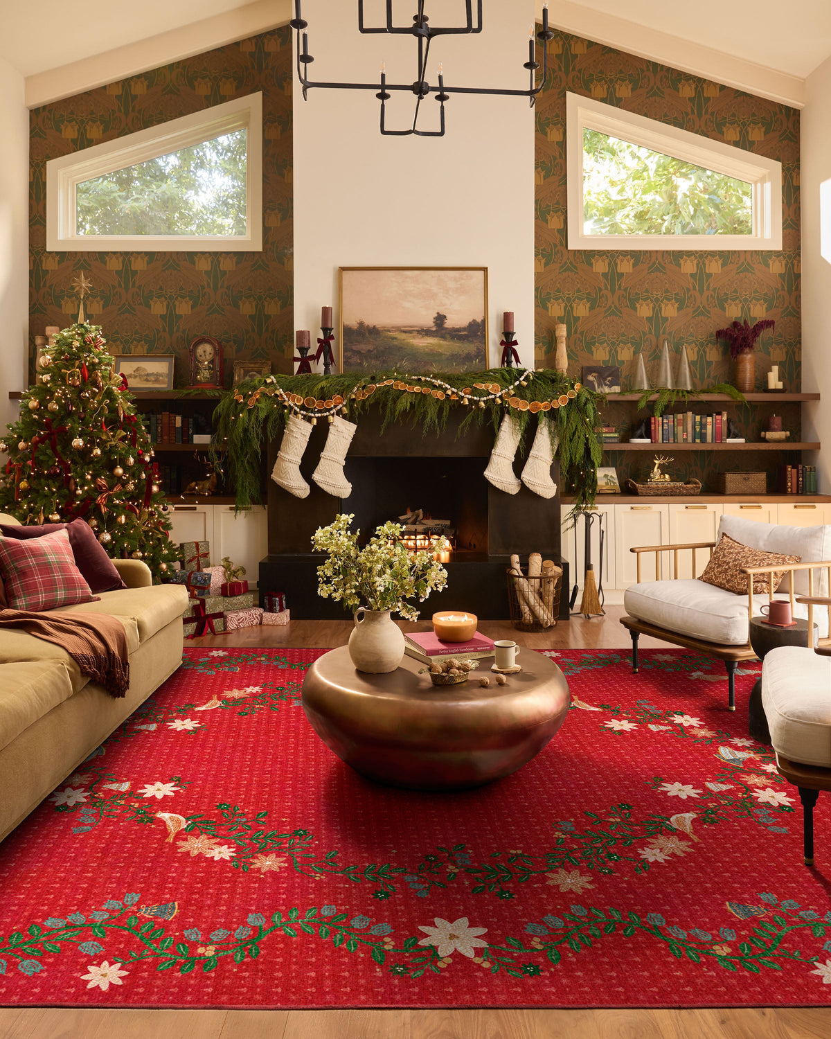 Festive Yuletide Red Rug by The Hiltons