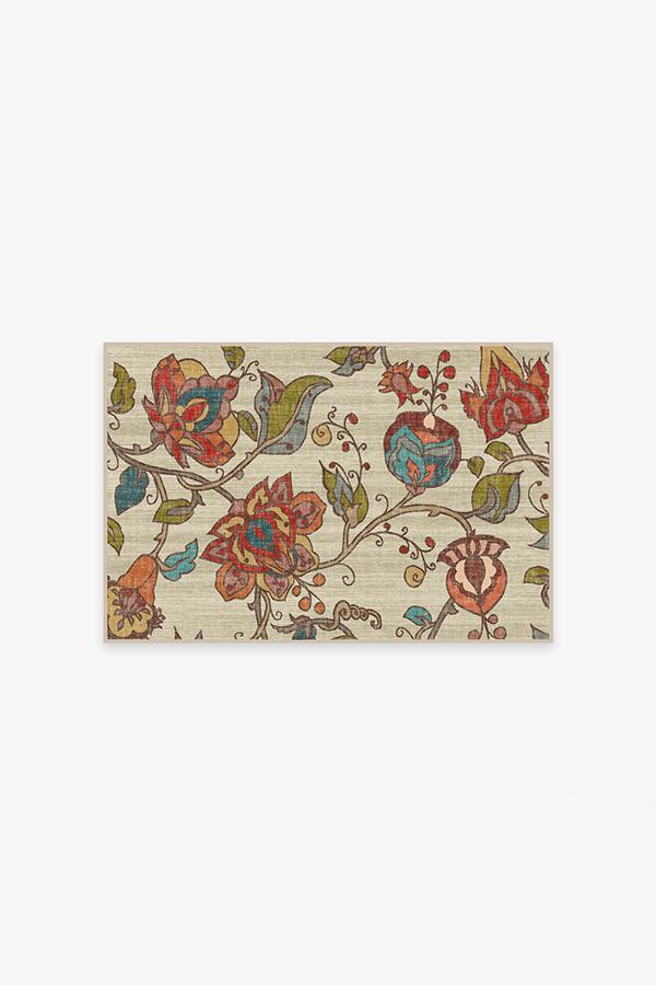 Frida Floral Natural Flatwoven Rug