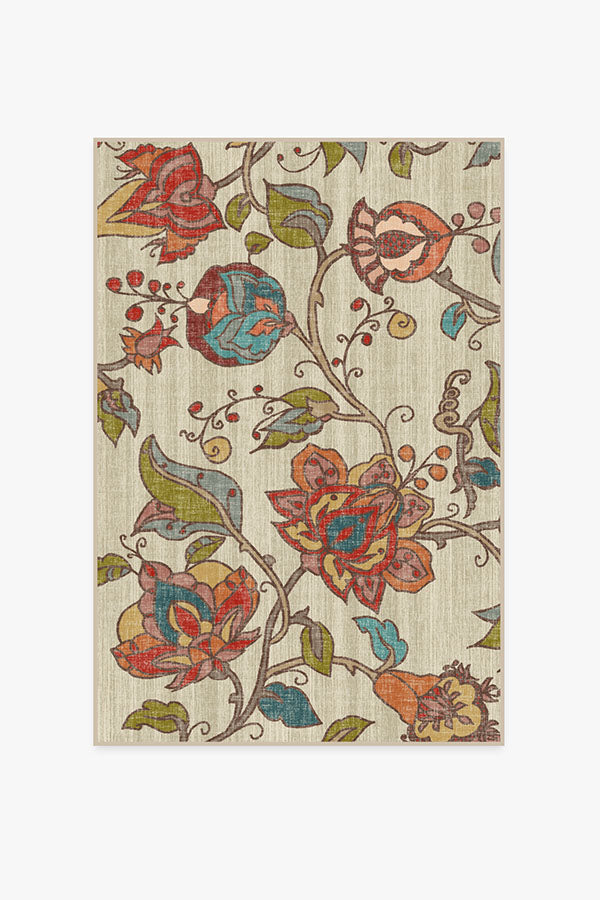 Frida Floral Natural Flatwoven Rug