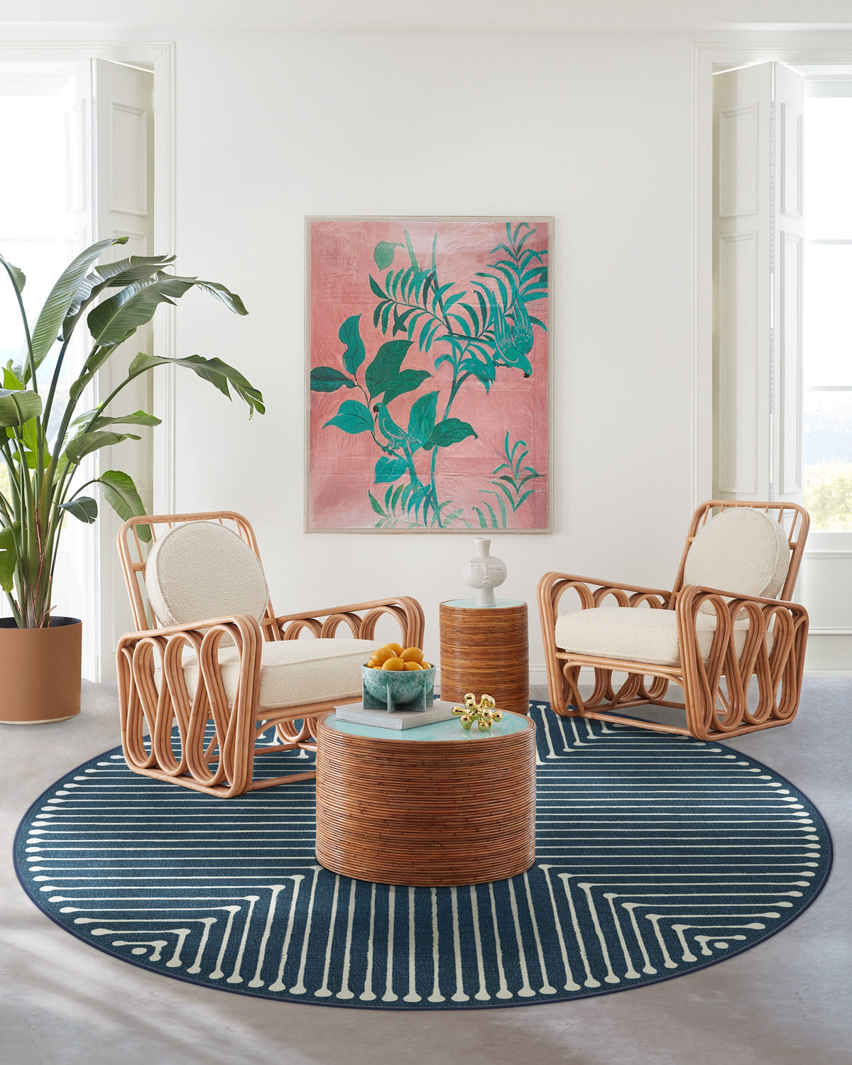 Inkdrop Lapis Blue Flatwoven Rug by Jonathan Adler