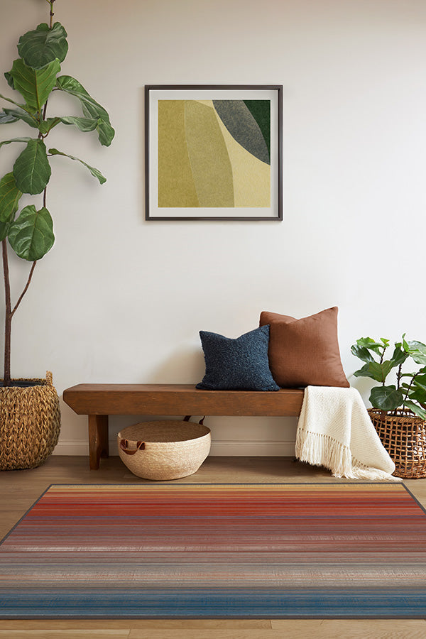 Linear Striped Multicolor Flatwoven Rug