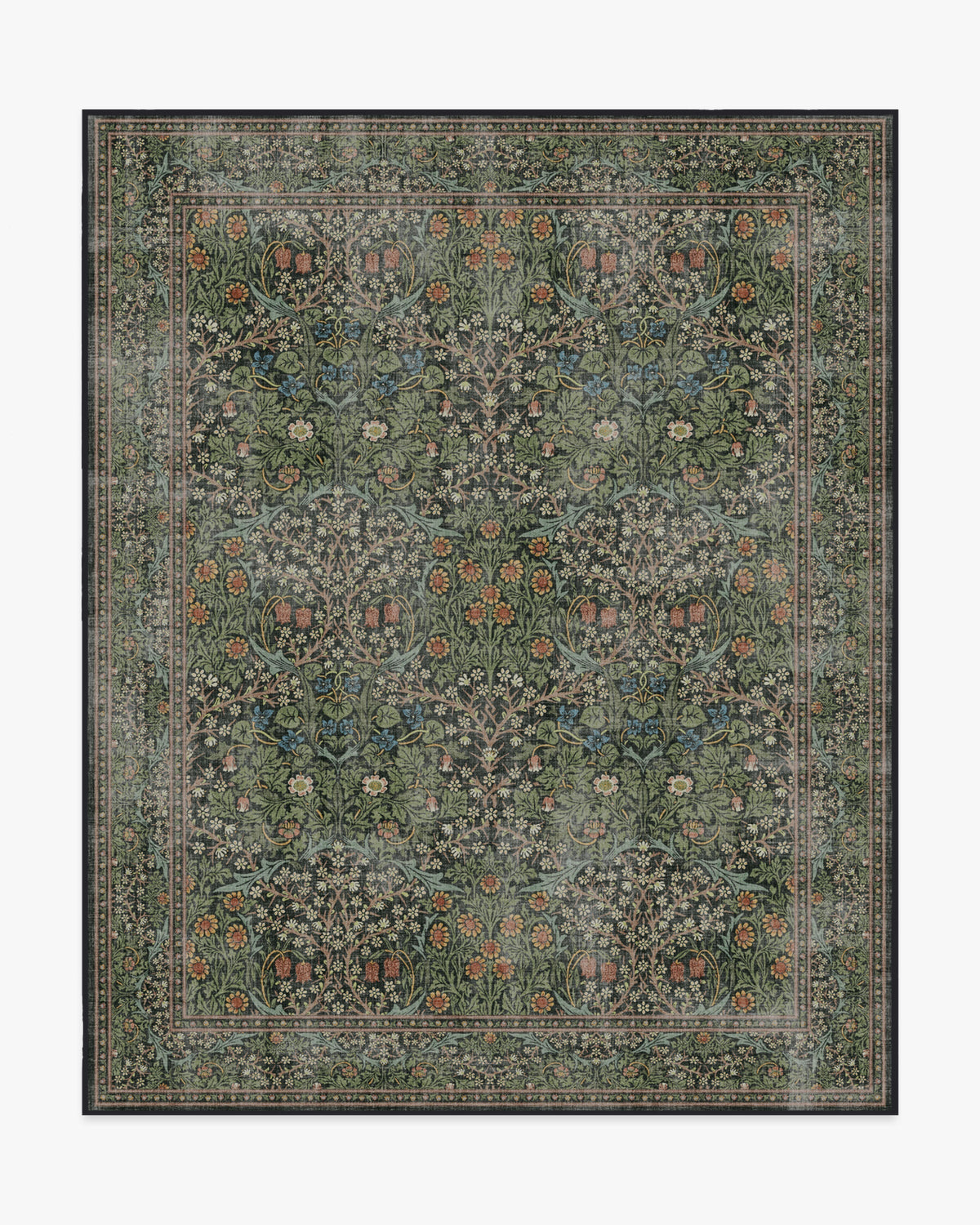 Blackthorn Forest Green Rug by Morris & Co.