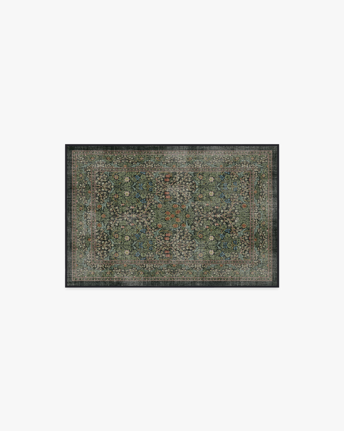 Blackthorn Forest Green Flatwoven Rug by Morris & Co.