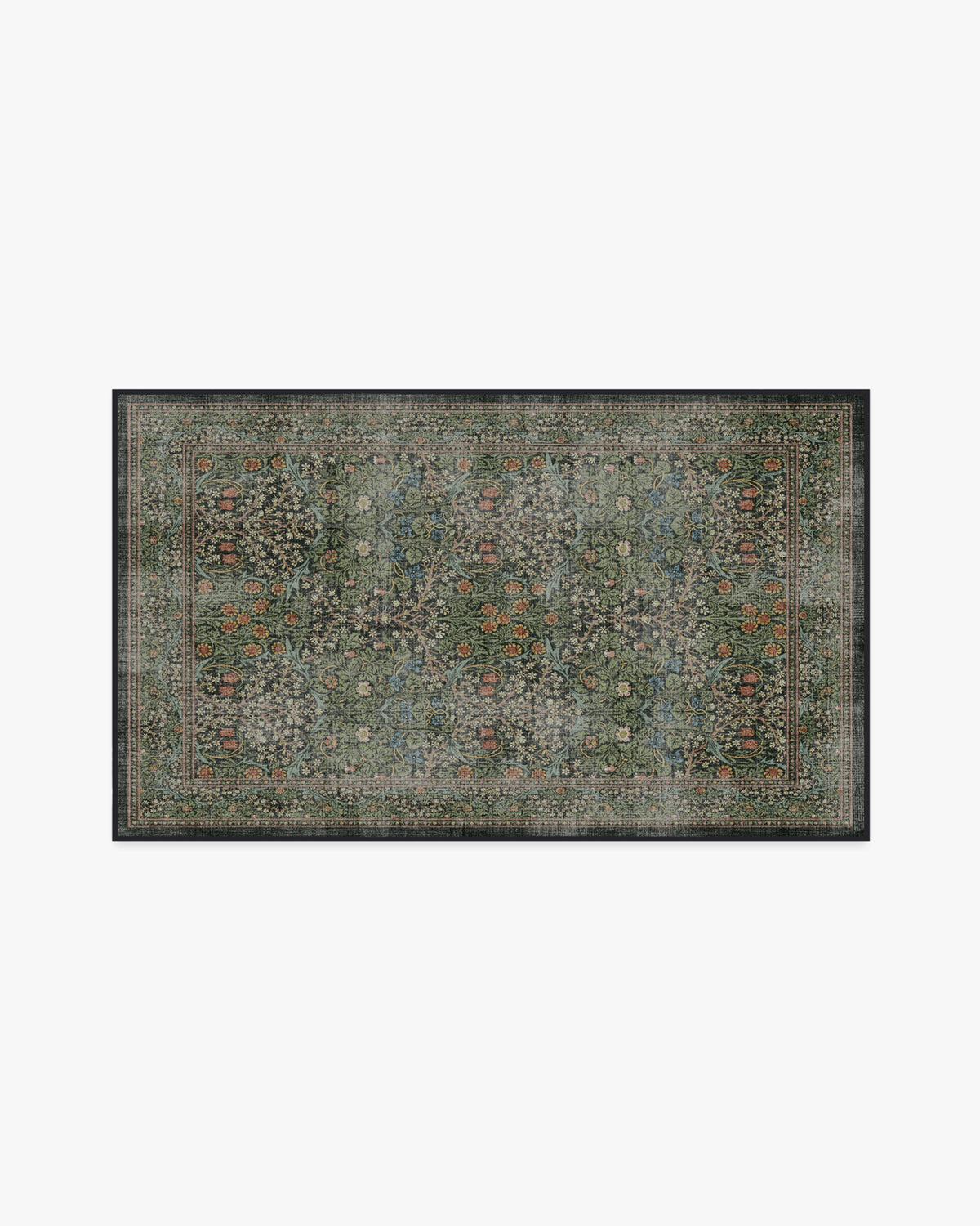 Blackthorn Forest Green Flatwoven Rug by Morris & Co.