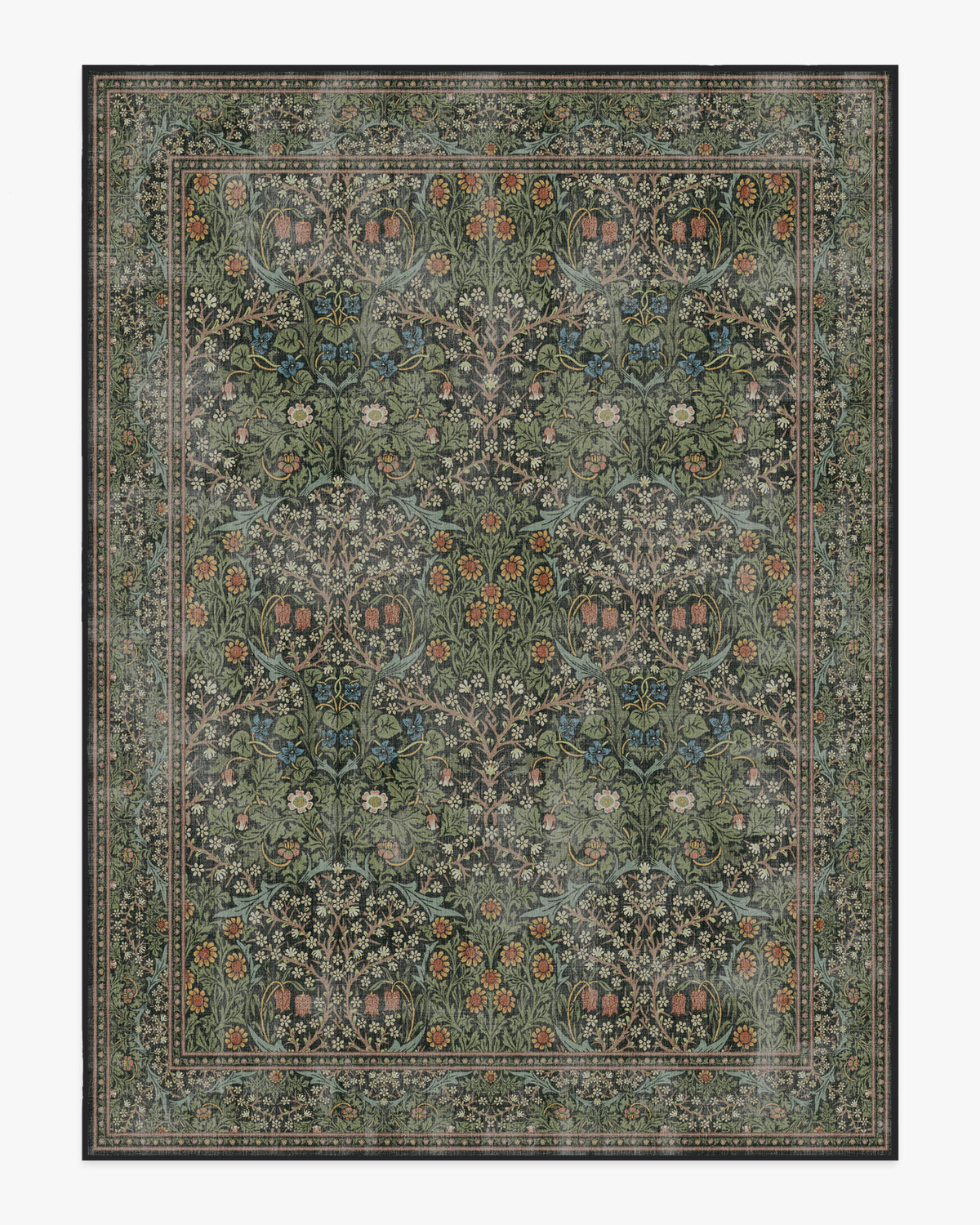 Blackthorn Forest Green Flatwoven Rug by Morris & Co.