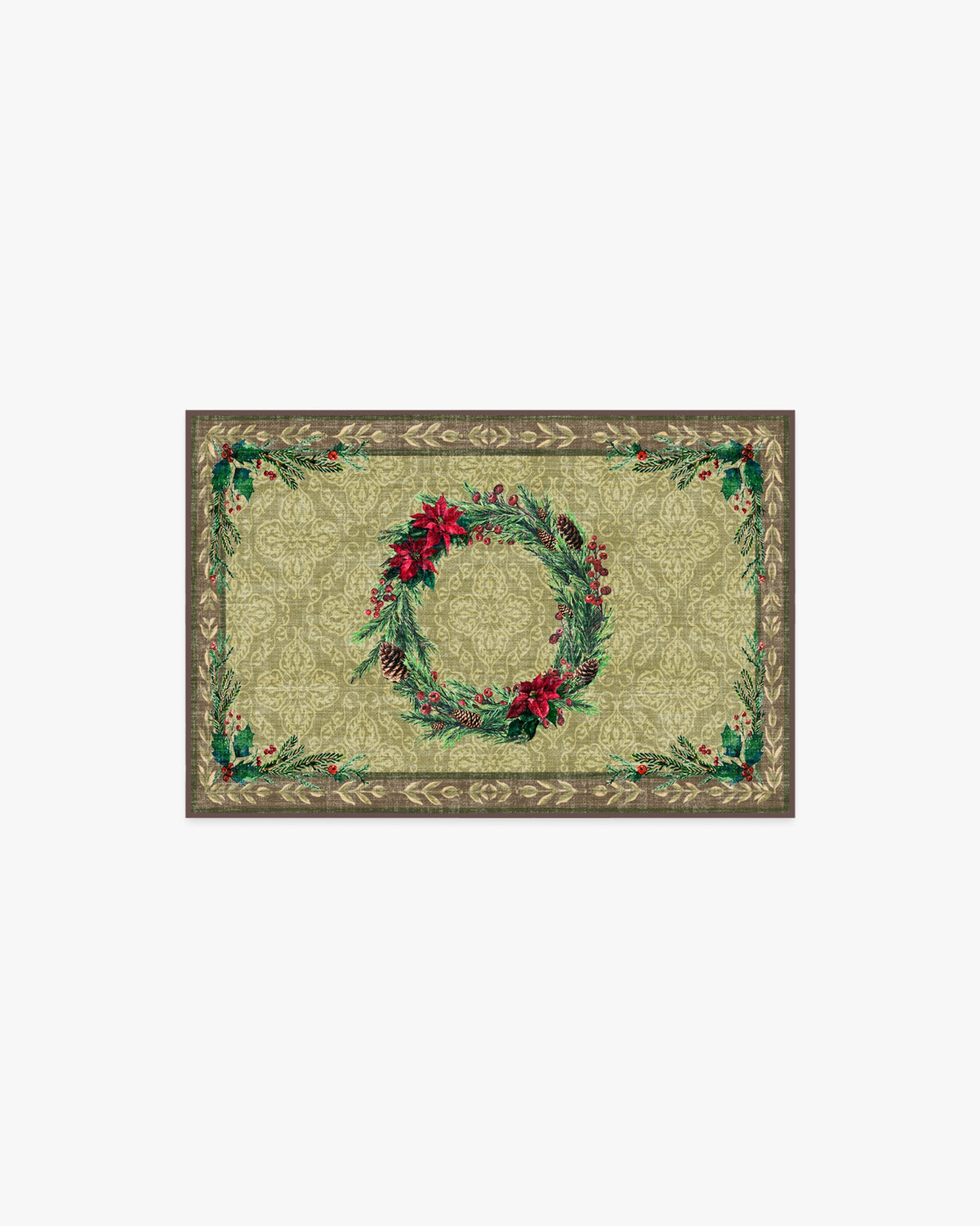 Botanical Wreath Gold & Green Rug
