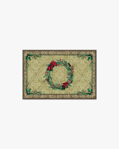 Botanical Wreath Gold & Green Rug
