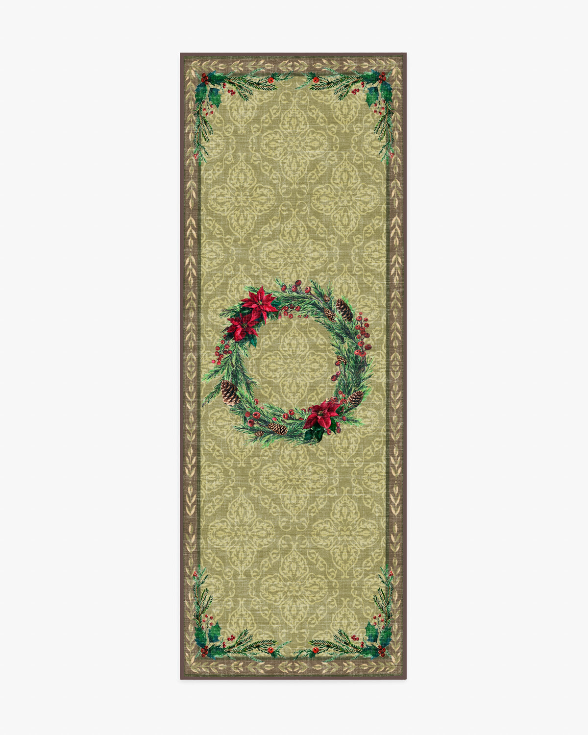 Botanical Wreath Gold & Green Rug