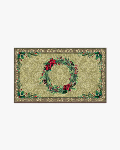 Botanical Wreath Gold & Green Rug