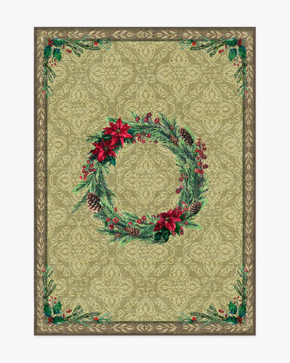 Botanical Wreath Gold & Green Rug