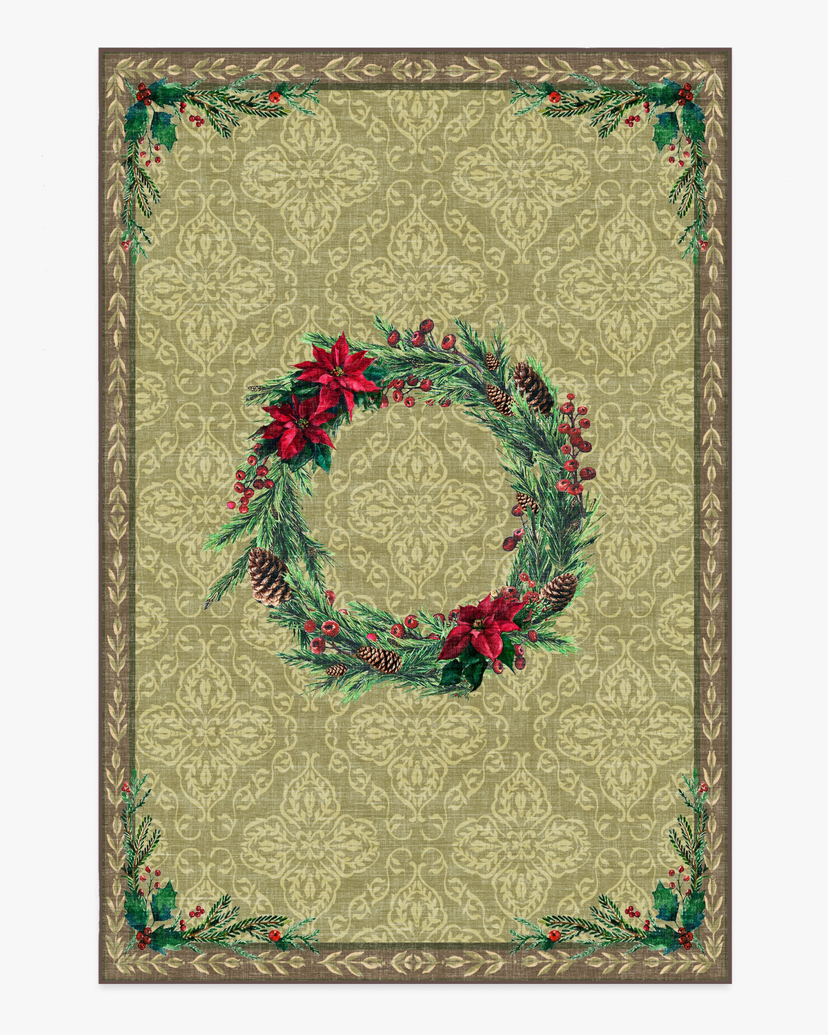 Botanical Wreath Gold & Green Rug