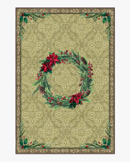 Botanical Wreath Gold & Green Rug