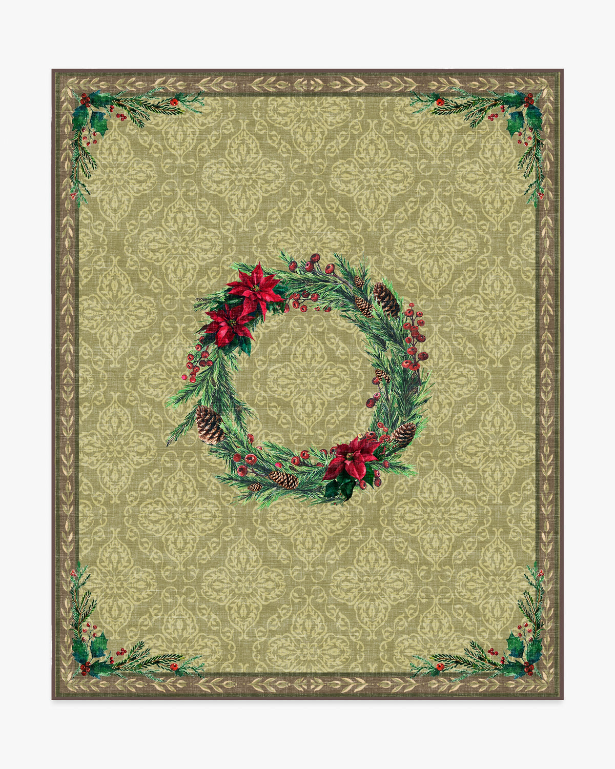Botanical Wreath Gold & Green Rug
