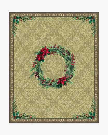 Botanical Wreath Gold & Green Rug