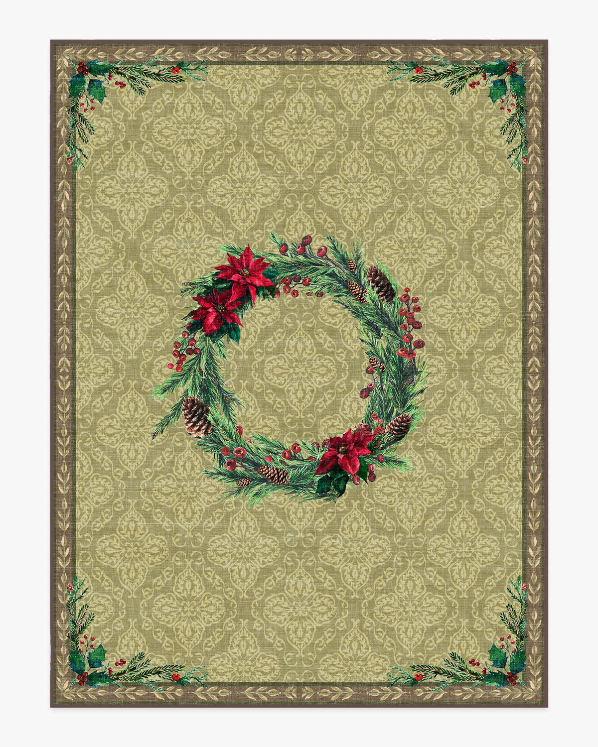 Botanical Wreath Gold & Green Rug