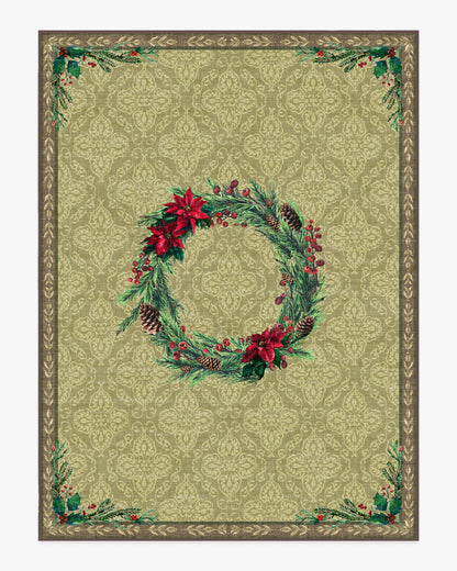 Botanical Wreath Gold & Green Rug
