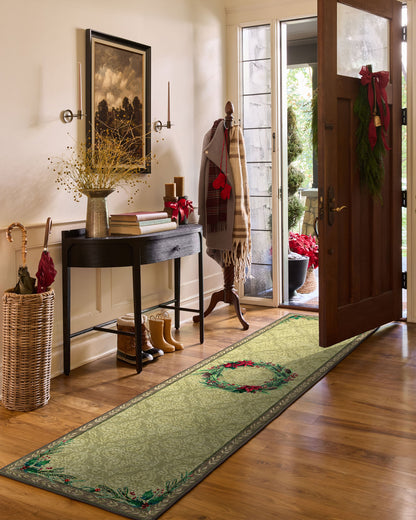 Botanical Wreath Gold & Green Rug