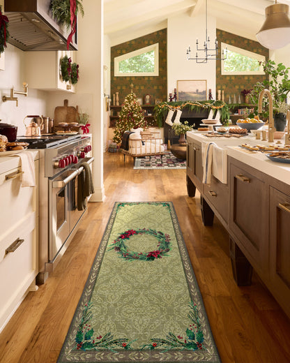 Botanical Wreath Gold & Green Rug