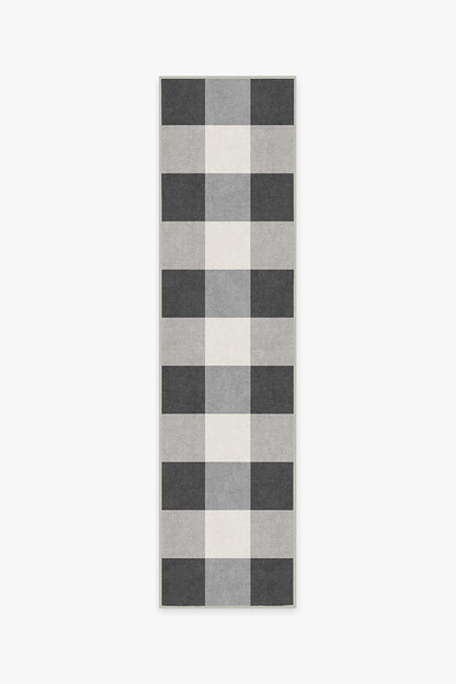 Buffalo Plaid Black & White Flatwoven Rug