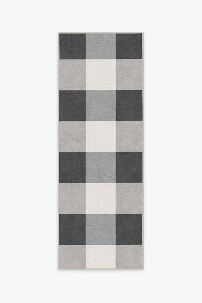 Buffalo Plaid Black & White Flatwoven Rug