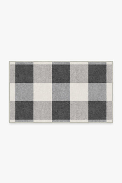 Buffalo Plaid Black & White Flatwoven Rug