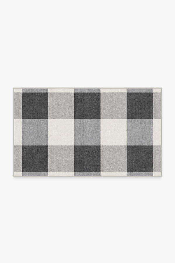 Buffalo Plaid Black & White Flatwoven Rug