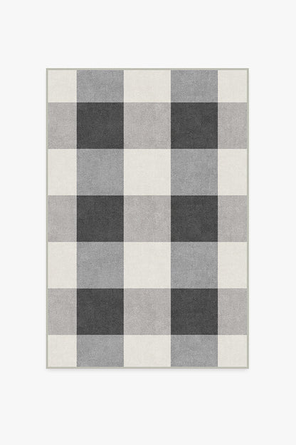 Buffalo Plaid Black & White Flatwoven Rug