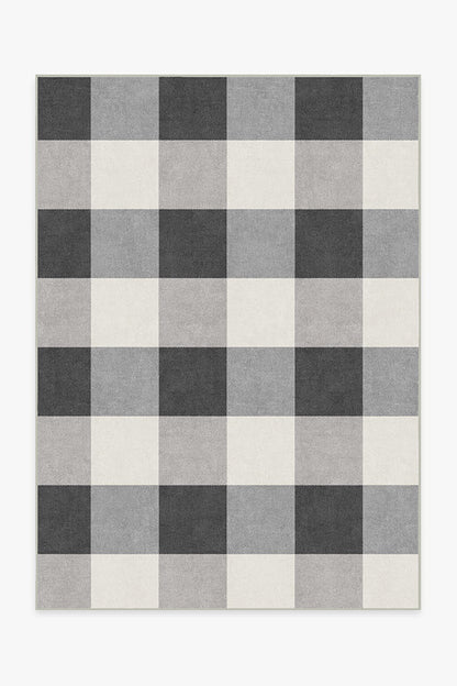 Buffalo Plaid Black & White Flatwoven Rug