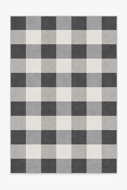 Buffalo Plaid Black & White Flatwoven Rug